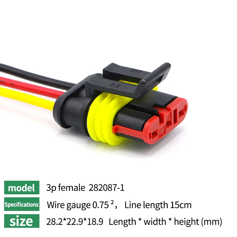 5/20/100Sets AMP Type 1.5 Series Automotive Waterproof Connector Plug Socket HID Male&Female 15CM Wire Harness 1P/2P/3P/4P/5P/6P