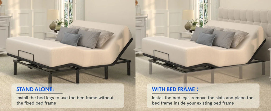 Adjustable Bed Frame Base Queen,One-Person Transport and Assembly,Adjustable Bed Legs,Oxford Fabric Bedspread