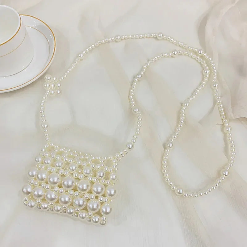 Fashion Handmade Pearl Coin Purse Children Crossbody Bag Girls Summer Party Shoulder Bags Kids Sweet Korean Mini Wallet Handbags