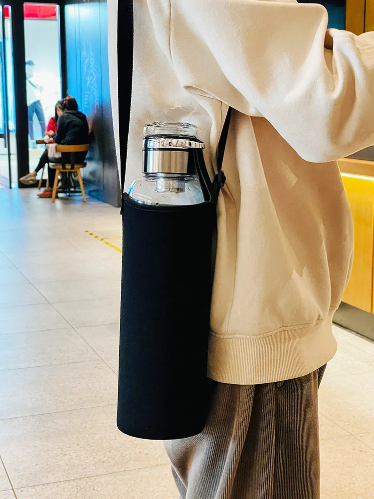 2L Carafe with Shoulder Strap, Sports Water Bottle Outdoor Travel Portable Leak-Proof Beverage Stainless Steel Water Bottle