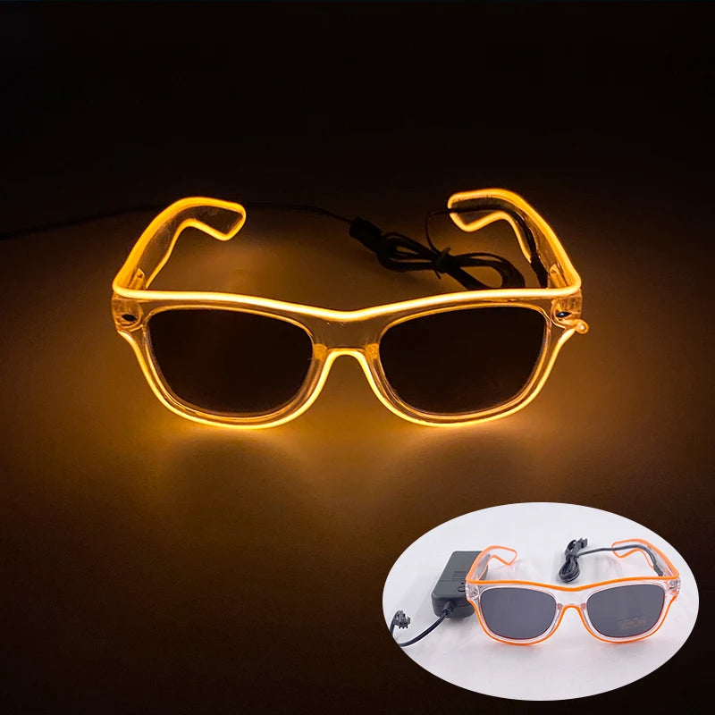 Novelty Fluorescent Luminous Glasses LED Light Up Rave Glasses Concert Supplies Neon Glowing Disco Glasses Props