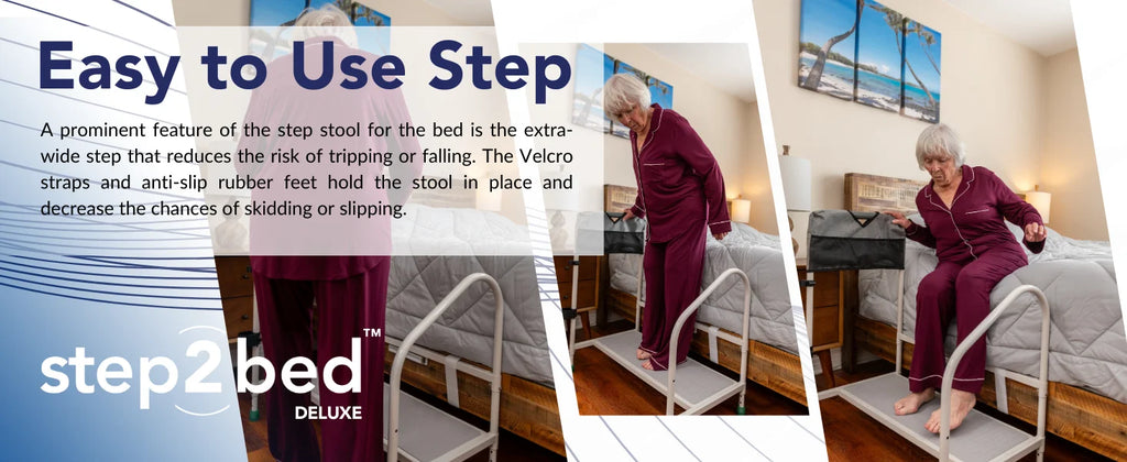 Deluxe Bed Rails for Elderly Adults - Adjustable Height Bed Safety Rail for Seniors with Cane Holder, LED Light, Mesh