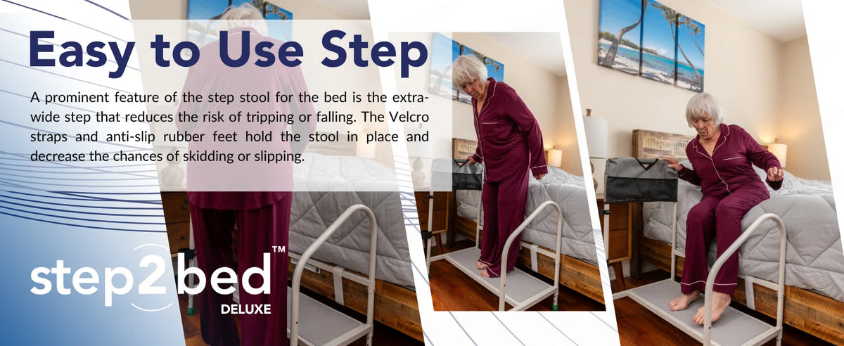 Deluxe Bed Rails for Elderly Adults - Adjustable Height Bed Safety Rail for Seniors with Cane Holder, LED Light, Mesh