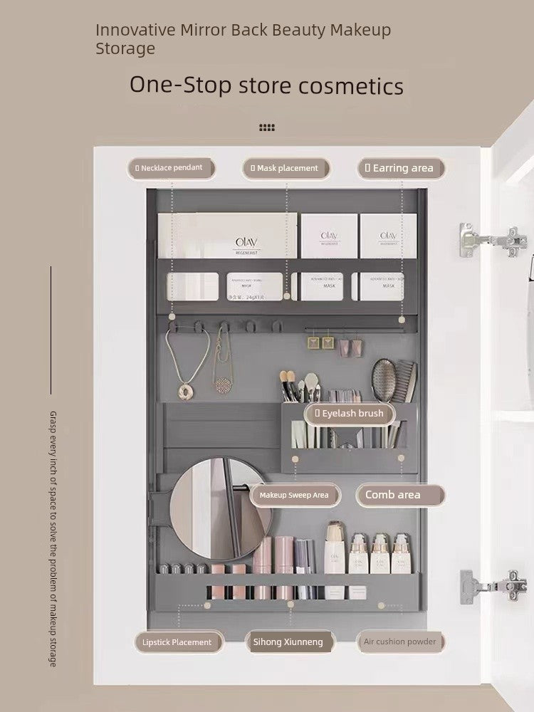Accessible Luxury Cosmetics Storage Rack Punch-Free Bathroom Cabinet