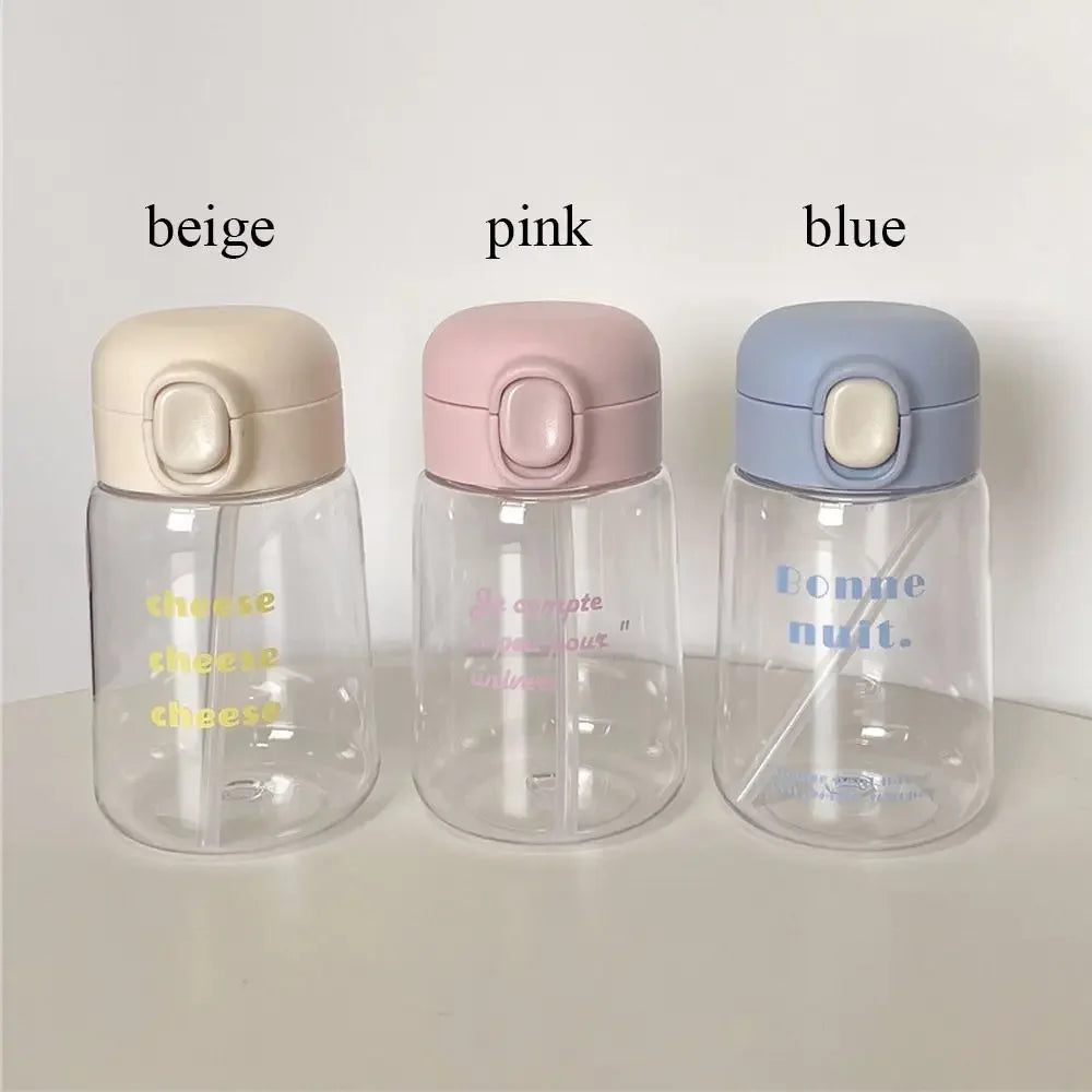 350ML Cute Water Bottles Creative Transparent Straws and Lids Kids Sippy Cup Cartoon Spill Proof Beverage Cups Toddlers Feeding