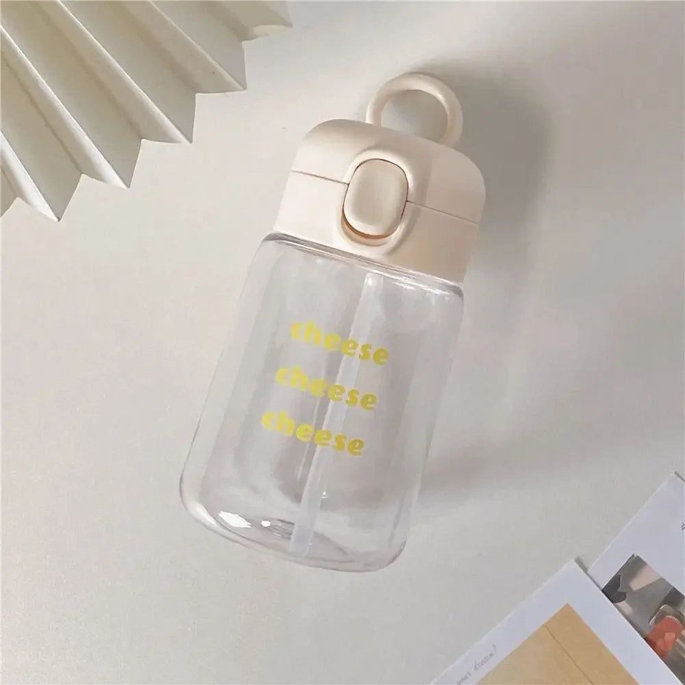 350ML Cute Water Bottles Creative Transparent Straws and Lids Kids Sippy Cup Cartoon Spill Proof Beverage Cups Toddlers Feeding