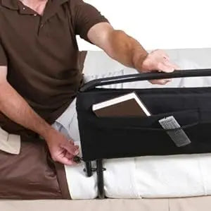 Stander 30" Safety Bed Rail with Padded Pouch, Folding Bedside Safety Guard Rail for Adults, Seniors, and Elderly, Under