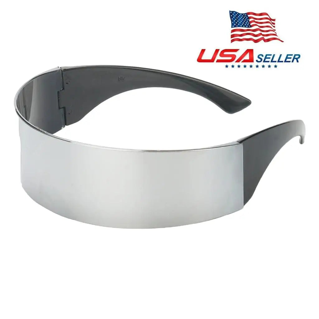 Novelty Metallic Silver Space Robot Party Eye Glasses     Soldier Sunglasses Unisex Photo Prop Goggles