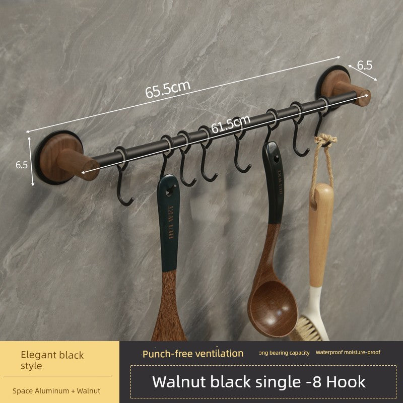 Punch-Free Kitchen Washstand Wall-Mounted Solid Wood Storage Rack