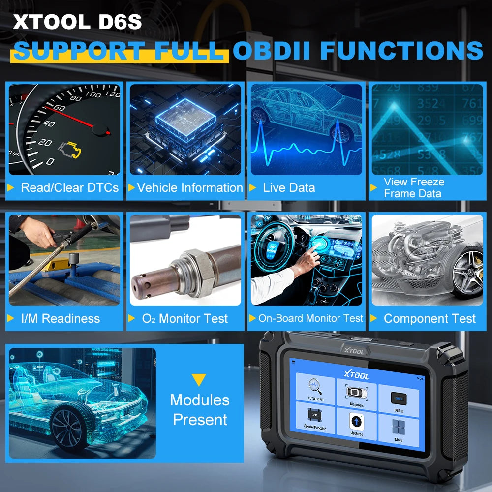 XTOOL D6 D6S Car Diagnostic Tools All System Automotive Scanner For All Car 30+ Services Lifetime Free Update Built-in CANFD FCA