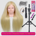 New Female Mannequin Training Doll Head With 80% Real Hair For Hairsyles Hairdressing Cosmetology Dolls Head With Stand Tripod