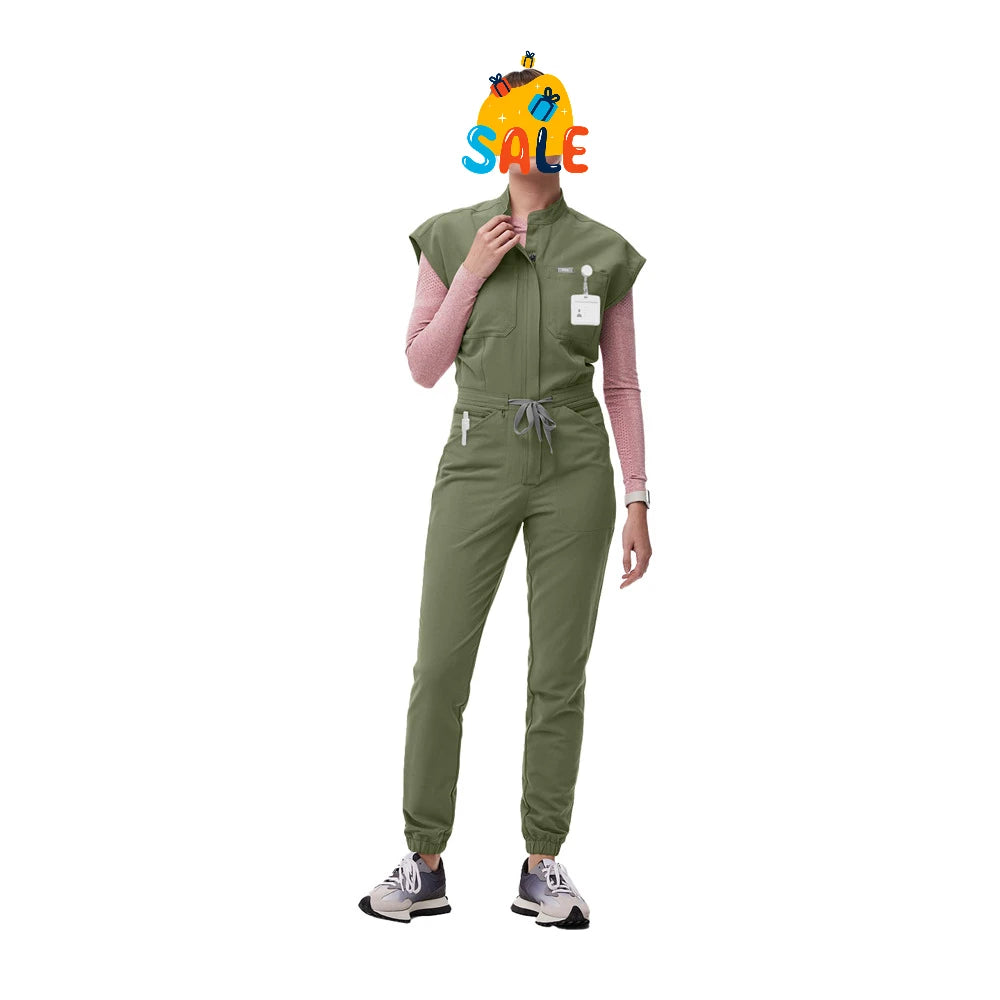 Scrubs Women Uniform Hospital Surgical Gowns Jumpsuit High End Nursing Workwear Healthcare Beauty Salon Aesthetic Uniforms Scrub