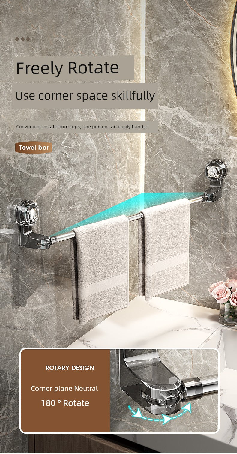 Suction Cup Towel Rack Bathroom Punch-Free Bathroom Retractable Towel Bar Storage Rack Bathroom Bath Towel Storage Rack