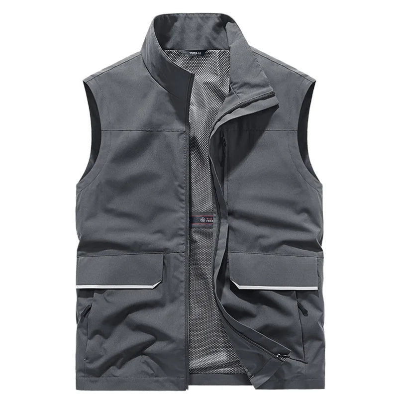 Top Quality Outdoor Professional Reflective Vests Men Summer Multi-pocket Zipper Light Casual Hiking Fishing Cycling Safety Vest