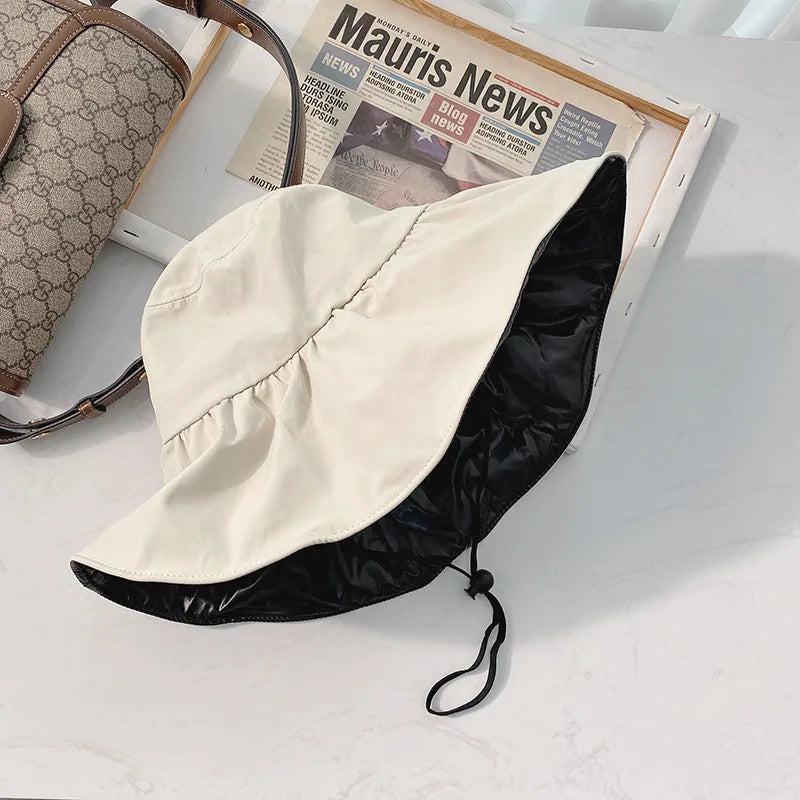 UPF50+ vinyl UV sunshade hat Children's summer face large brim sunscreen hat Outdoor fisherman hat