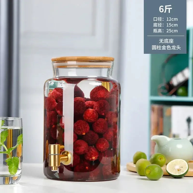 Glass Bottle with Faucet for Brewing Wine, Special Container for Brewing Cans, Sealed Liquor Jug