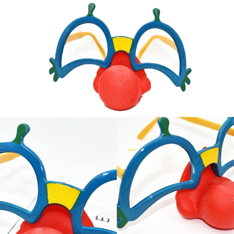 Funny Disguise Glasses Novelty Clown Eyewear with Soft Nose for Halloween Cosplay Photo Props for Adult Kid