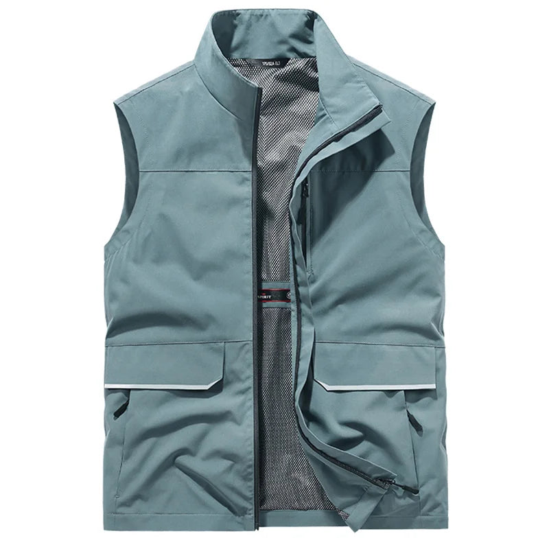 Top Quality Outdoor Professional Reflective Vests Men Summer Multi-pocket Zipper Light Casual Hiking Fishing Cycling Safety Vest