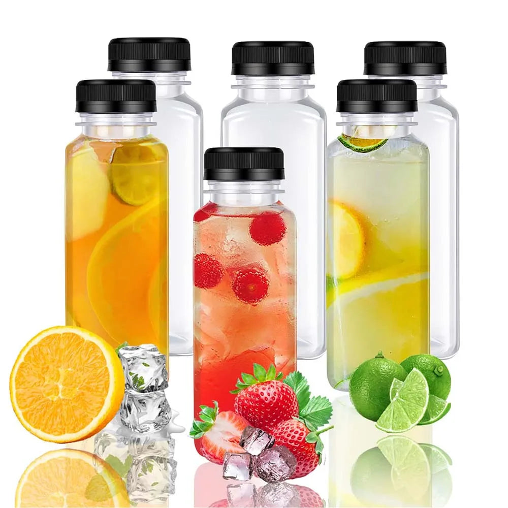 8OZ Empty Plastic Juice Bottles with Caps Clear Bulk Beverage Containers for Milk, Juice, Homemade Beverages Water Bottle