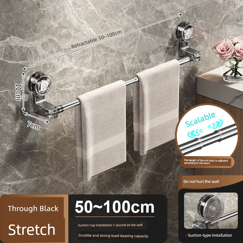 Suction Cup Towel Rack Bathroom Punch-Free Bathroom Retractable Towel Bar Storage Rack Bathroom Bath Towel Storage Rack