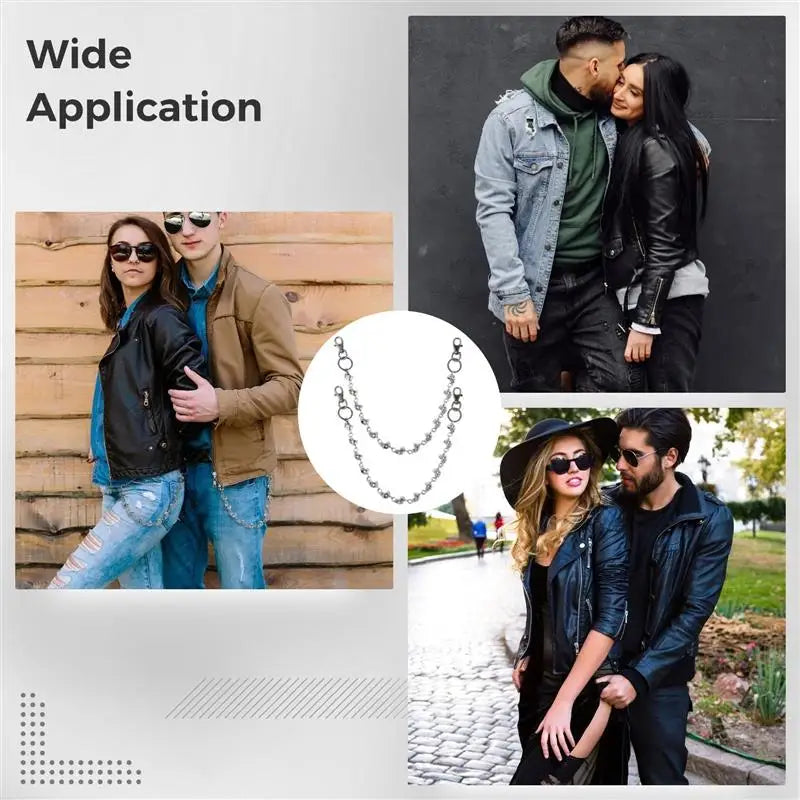 2Pcs Skull Pants Chains Clothes Skull Chains For Men Biker Chain Punk Heavy Skull Goth Wallet Chains Punk Skull Pants Chains
