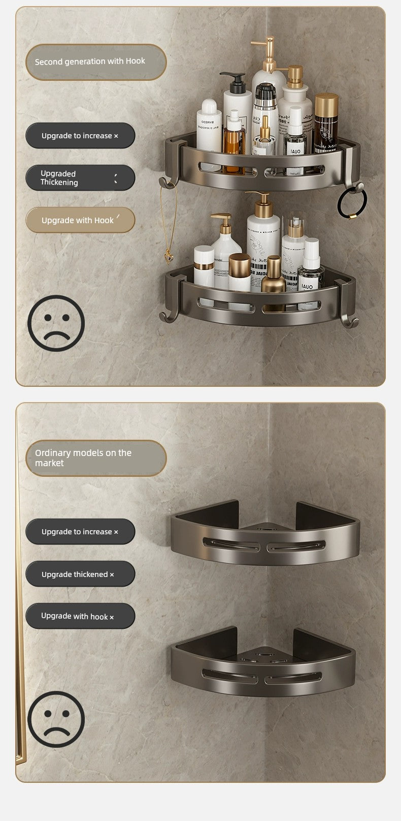 Toilet Punch-Free Wall-Mounted Bath Storage Rack