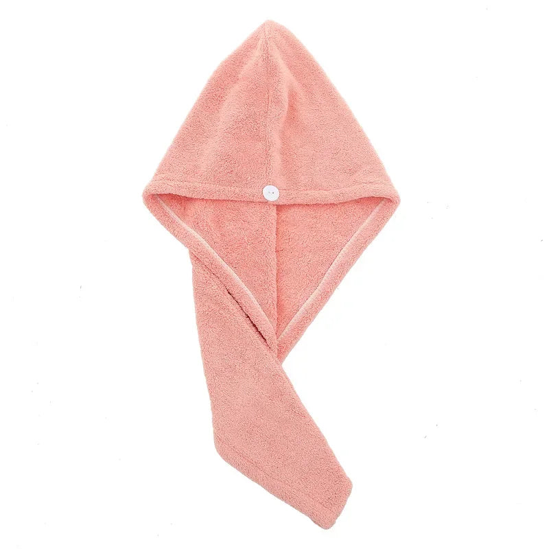 Purchase Products Microfiber Hair Towel Hair Cap with Button Feminine Bathroom Accessories Quick-drying Bathrobe Home Textile