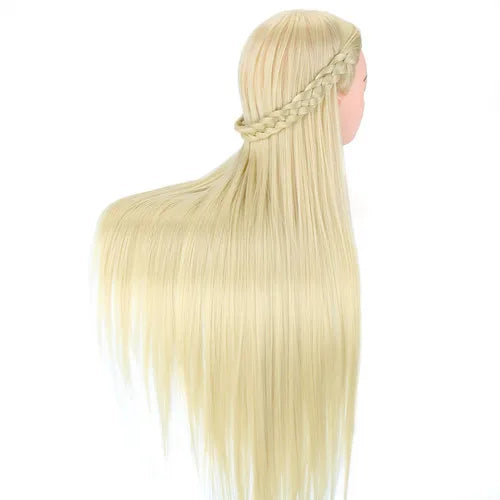 Mannequin Heads With Hair Hairdressing Training Braiding Head Cosmetology Mannequin Head Dikk for Hairdresser 75cm Silver