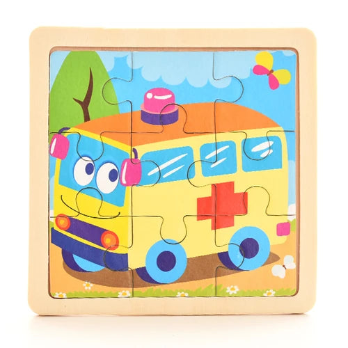Baby Wooden Montessori Puzzle Child Game Wooden Puzzle 3D Cartoon Animal Puzzle Babies Toys Puzzles For Kids 1 2 3 Year Old
