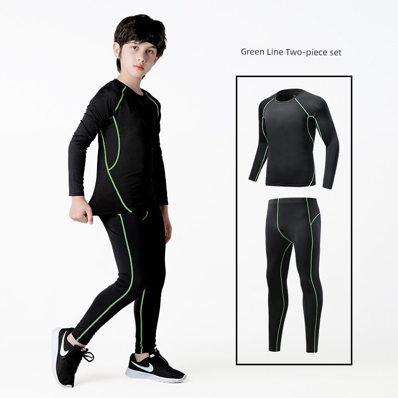 Kids Basketball Bodysuit Training Wear Boys Football Sports Quick Drying Clothes Suit Fall and Winter Running Base Clothing Fleece-lined