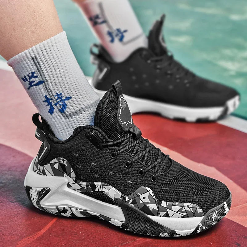 Men's Basketball Shoes Breathable Cushioning Non-Slip Wearable Runing Shoes Gym Training Athletic Basketball Sneakers for Women