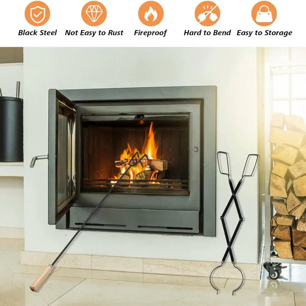 Fire Poker For Fire Pit Outdoor Camping Fire Poker 33 Inch Fireplace Poker With Wood Handle Long Campfire Poker Fire Pit Tools