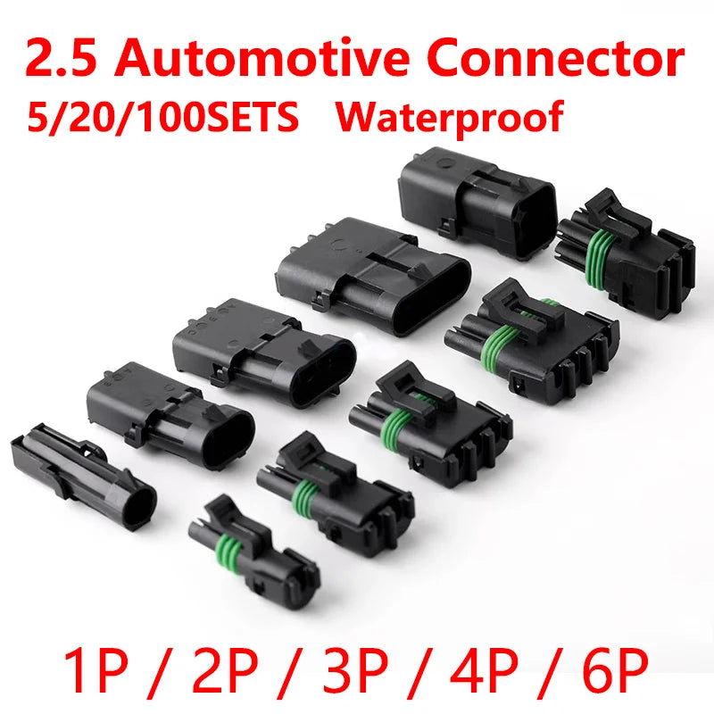 5/20/100sets 1 2 3 4 6Pin Way Delphi 2.5 GM Automotive Female Male Weather Pack Electrical Socket Plug Automobile Connectors