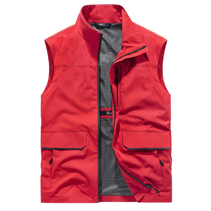 Top Quality Outdoor Professional Reflective Vests Men Summer Multi-pocket Zipper Light Casual Hiking Fishing Cycling Safety Vest