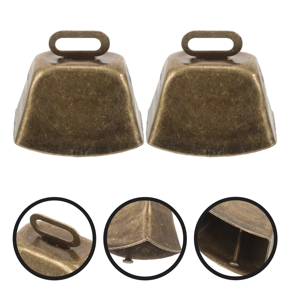 6 Pcs Vintage Cowbell Bells Eat Grass Cattle Ornament Copper Noise Makers for Sporting Events Sheep Dog Hanging