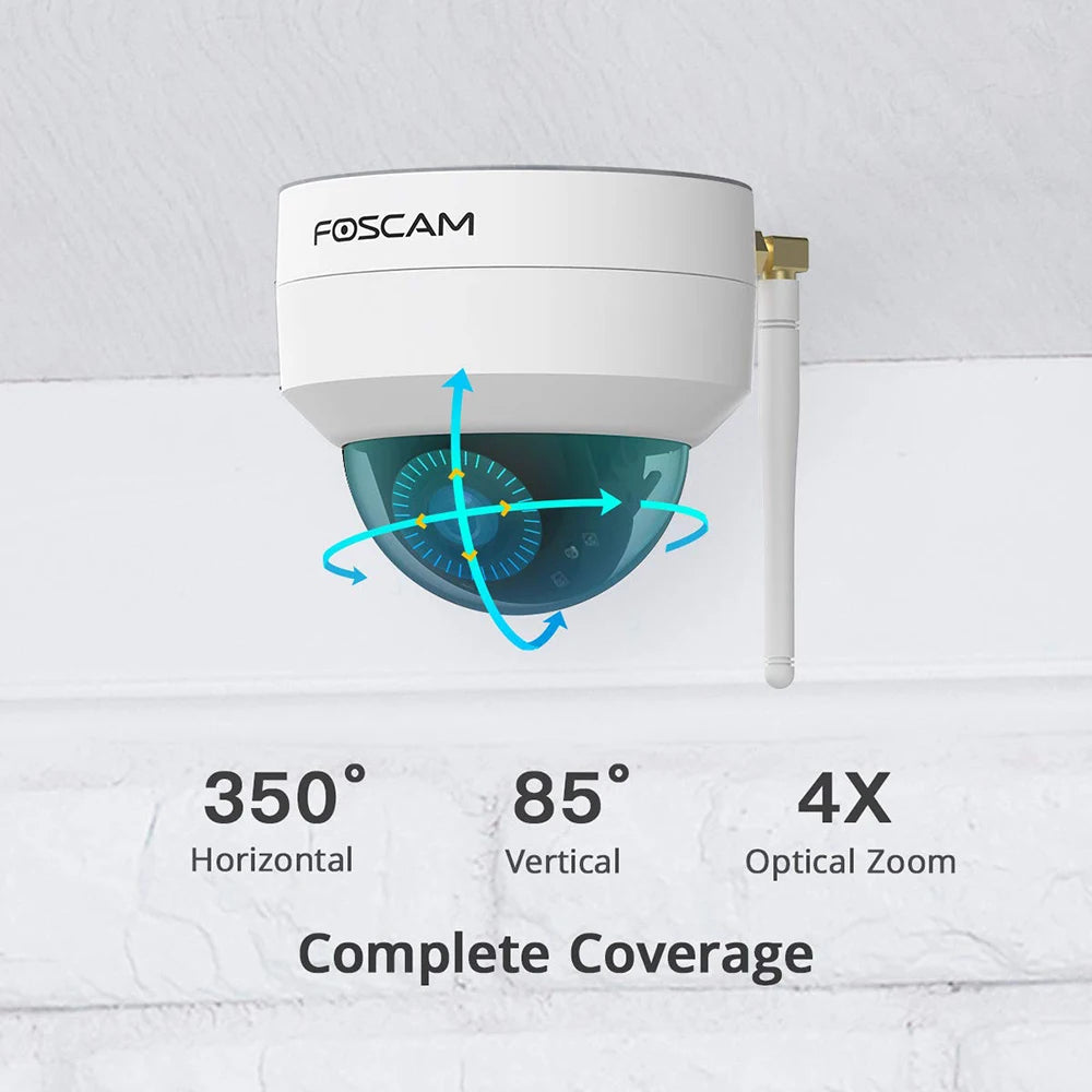 FOSCAM 4MP Outdoor Security WiFi Camera 4X Optical Zoom PT Surveillance Dome Camera Supports 2.4G/5G WiFi Connection