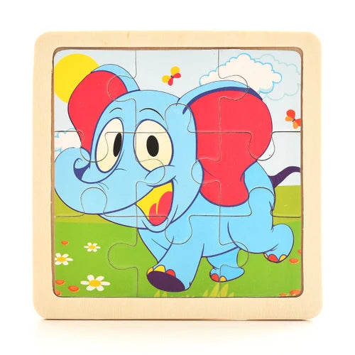 Baby Wooden Montessori Puzzle Child Game Wooden Puzzle 3D Cartoon Animal Puzzle Babies Toys Puzzles For Kids 1 2 3 Year Old