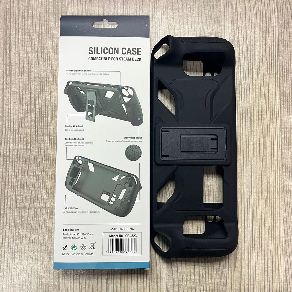 Silicone Case For Steam Deck OLED Game Console Full Protection with Bracket Cover Shell Anti-fall Protective Case for Steam Deck