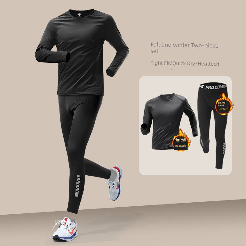 Winter Running Outfit Men's Quick-Drying Tights Fleece-lined Warm Keeping Sports Intimates High Elastic Cycling Fitness Training Compression