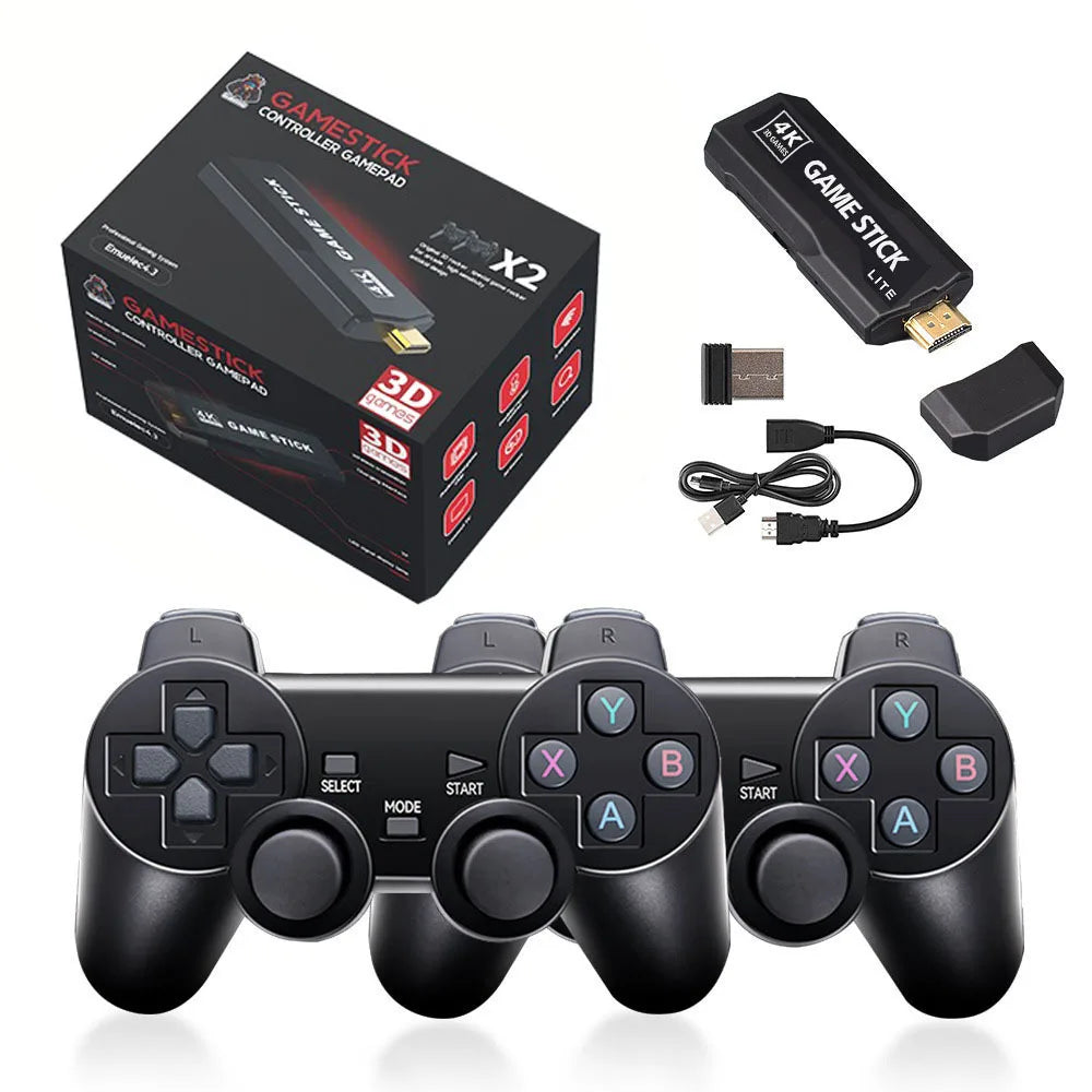 X2 GD10 Plus Game Stick 4K HD Video Game Console 2.4G Double Wireless Controller Game Stick For N64/PSP/PS1/GBA