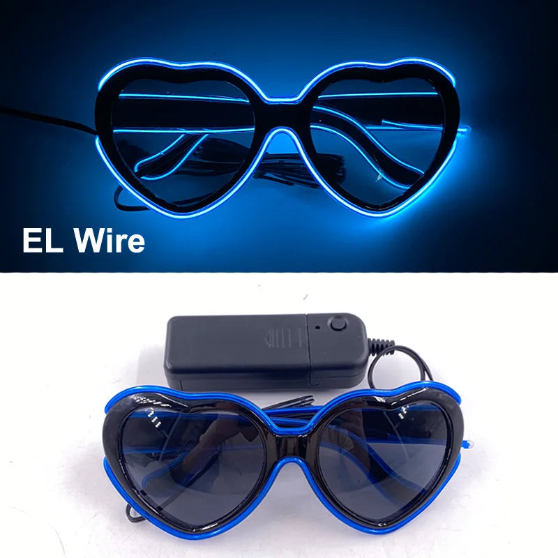 Novelty Fluorescent Luminous Glasses LED Light Up Rave Glasses Concert Supplies Neon Glowing Disco Glasses Props