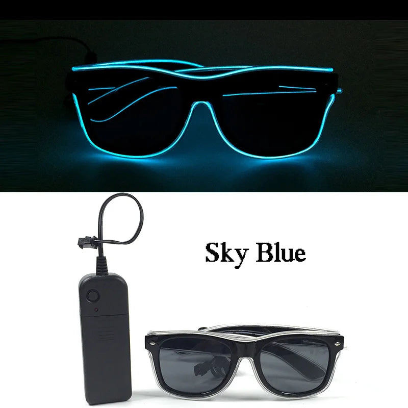 Novelty Fluorescent Luminous Glasses LED Light Up Rave Glasses Concert Supplies Neon Glowing Disco Glasses Props