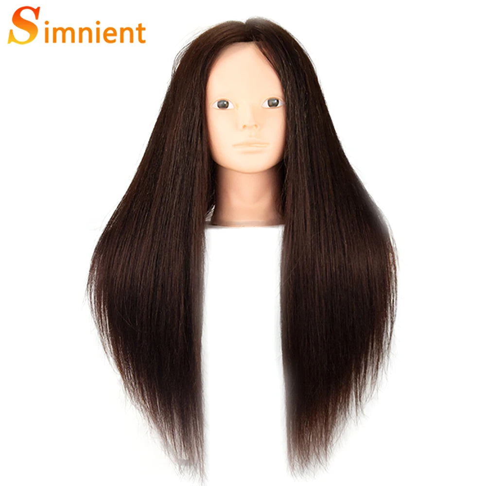 Mannequin Head With 26” 85%Real Human Hair Styling Training Head Manikin Cosmetology Doll Head For Straightening Curling Braid