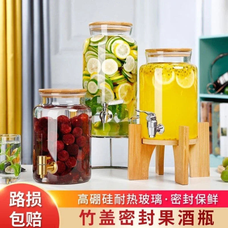 Glass Bottle with Faucet for Brewing Wine, Special Container for Brewing Cans, Sealed Liquor Jug