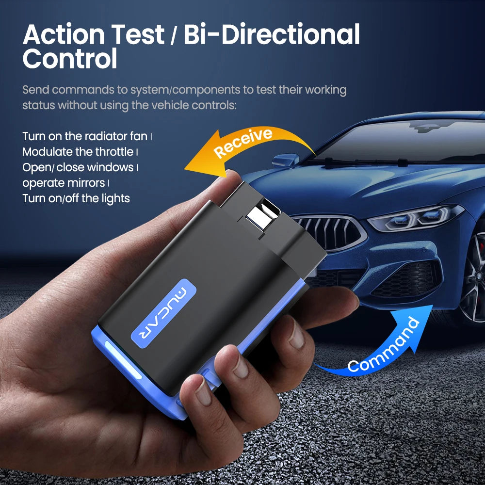 MUCAR DriverScan OBD2 Scanner Bluetooth, Bi-directional scan Tool OE Level All System Diagnostic Active Test 15 Service Function