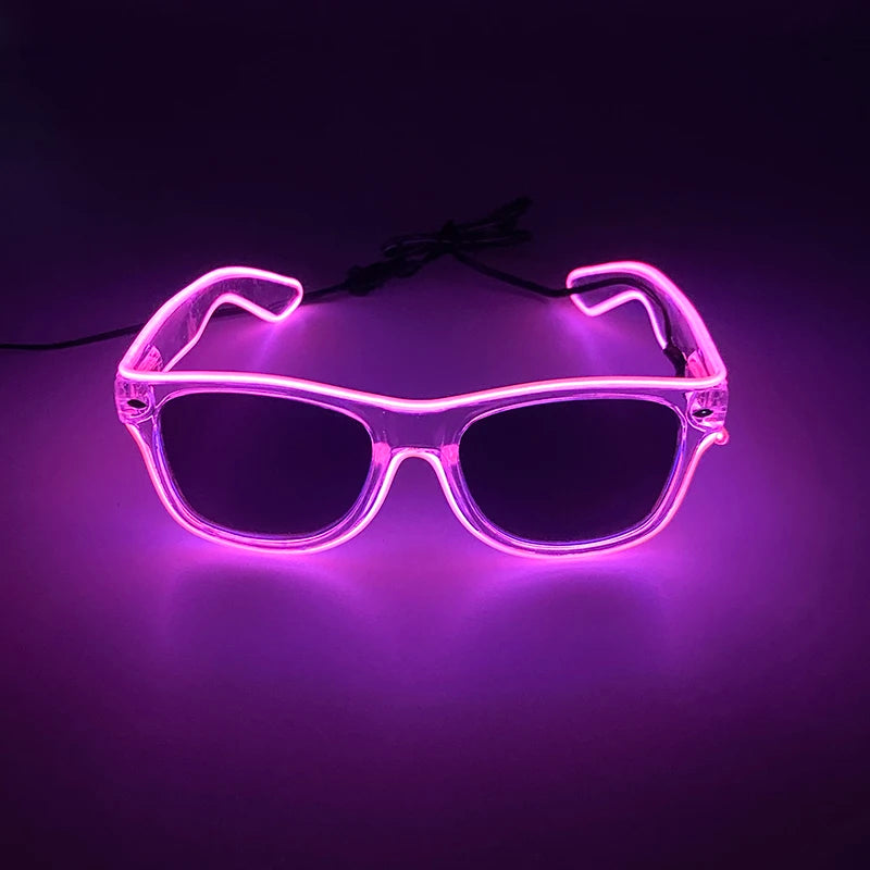 Novelty Fluorescent Luminous Glasses LED Light Up Rave Glasses Concert Supplies Neon Glowing Disco Glasses Props