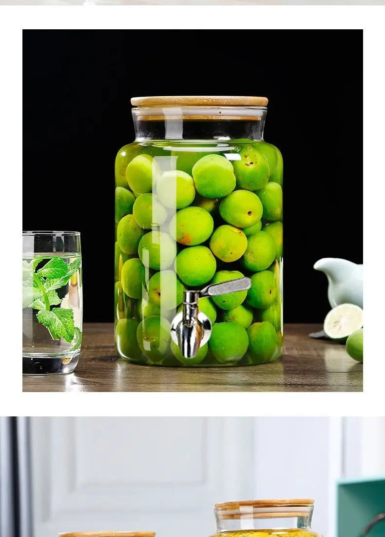Glass Bottle with Faucet for Brewing Wine, Special Container for Brewing Cans, Sealed Liquor Jug