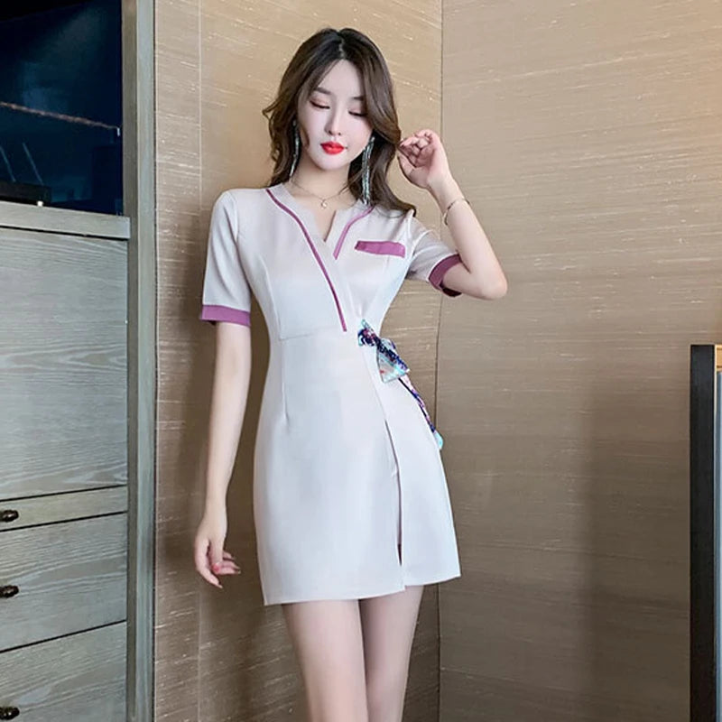 Grey Foot Bath Overalls Sauna Massage Salon Spa Work Clothes Manicurists Pedicure Technician Uniforms for a Beautician Skirt Set