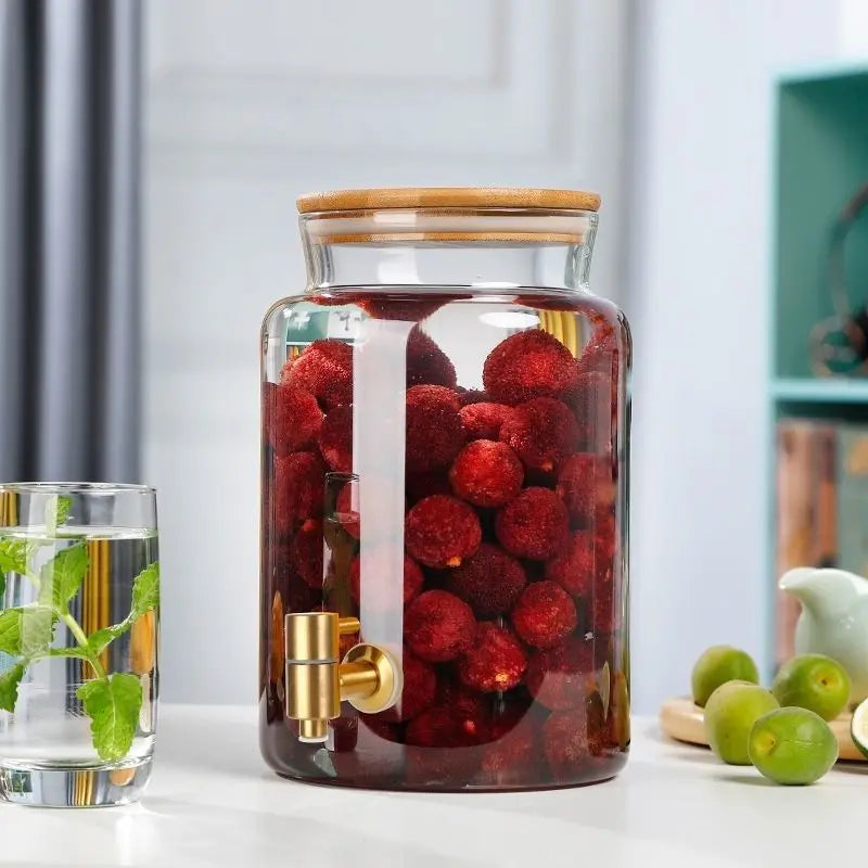 Glass Bottle with Faucet for Brewing Wine, Special Container for Brewing Cans, Sealed Liquor Jug