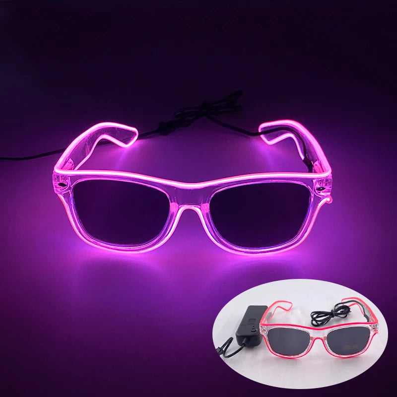 Novelty Fluorescent Luminous Glasses LED Light Up Rave Glasses Concert Supplies Neon Glowing Disco Glasses Props